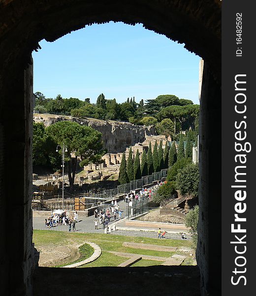 Rome - view of antique ruins from Colosseum. Rome - view of antique ruins from Colosseum