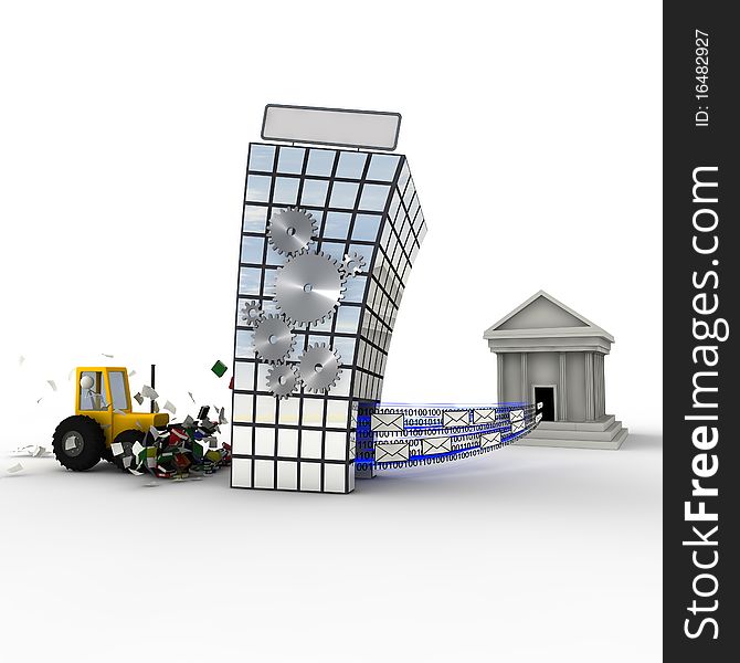 3d Excavator removes choas to business and then to office. 3d Excavator removes choas to business and then to office