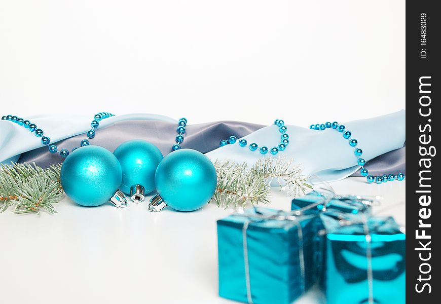 Christmas background with gifts and balls. Christmas background with gifts and balls