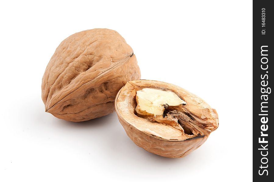 Circassian walnut isolated on the white background