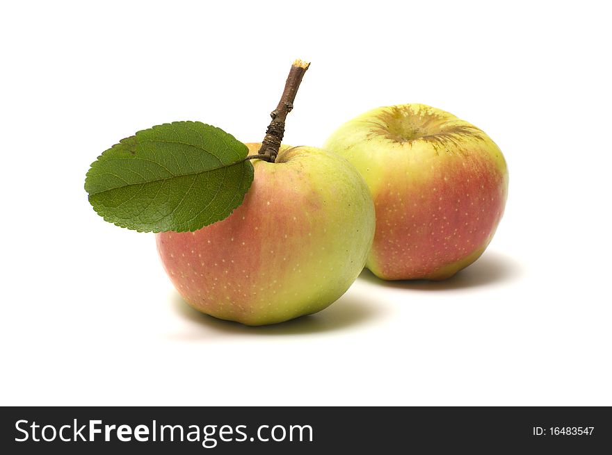 Two ripe apples isolated on a white background. Two ripe apples isolated on a white background.