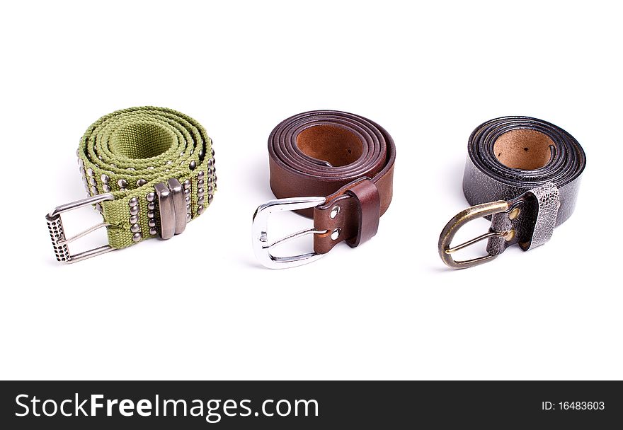 Three Belts over white background