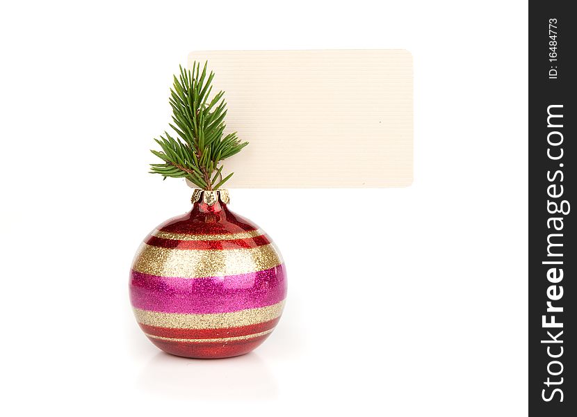 Christmas ball with blank greeting card