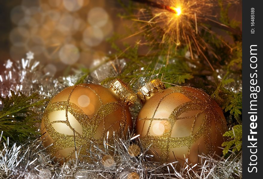 Christmas decoration with golden balls