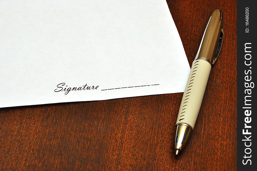 Pen And Blank Paper For Signature