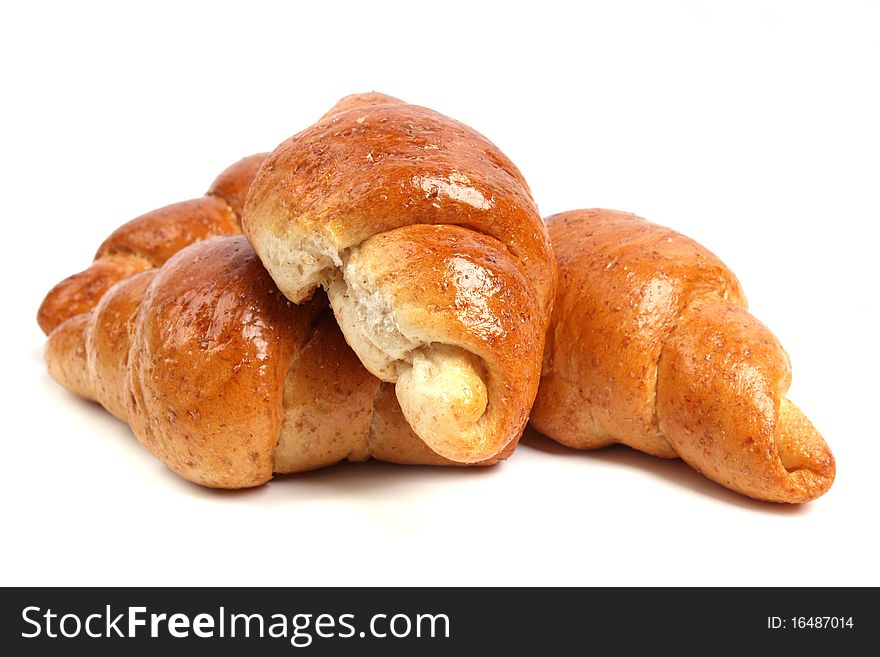 Close up three Bread on a white background