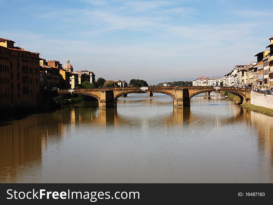 Bridge in florence with blue sky