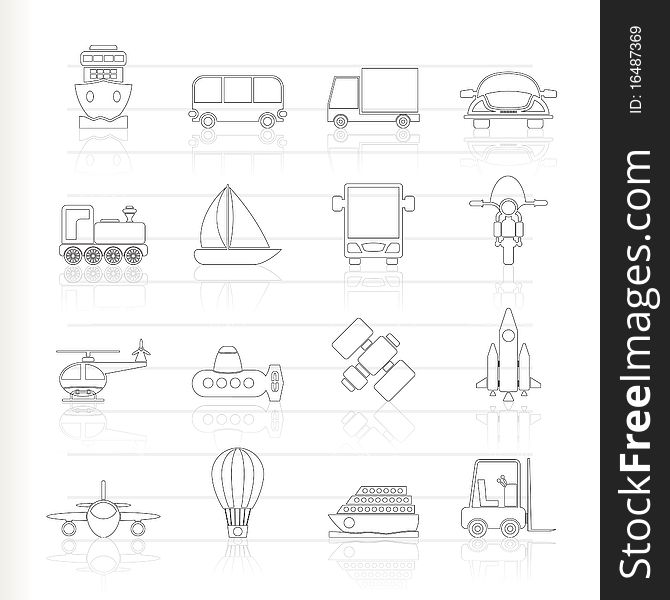 Transportation, Travel And Shipment Icons