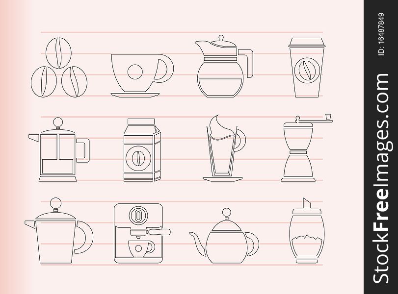 Coffee industry signs and icons - icon set