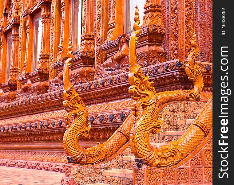 King of Nagas stair statue at Thai temple