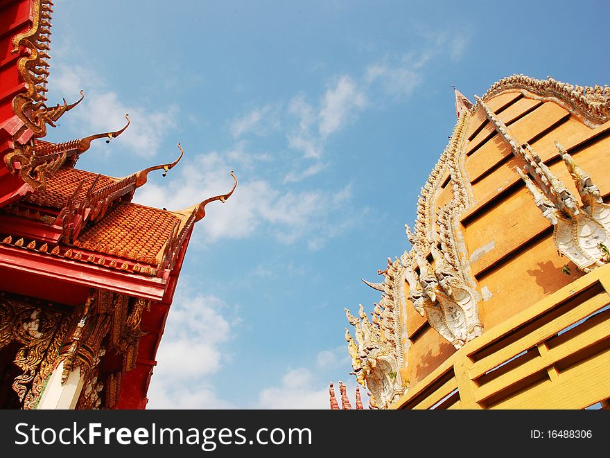 Thai Temple called Wat Tum Seu located on the mountain in Kanchanaburi Province.