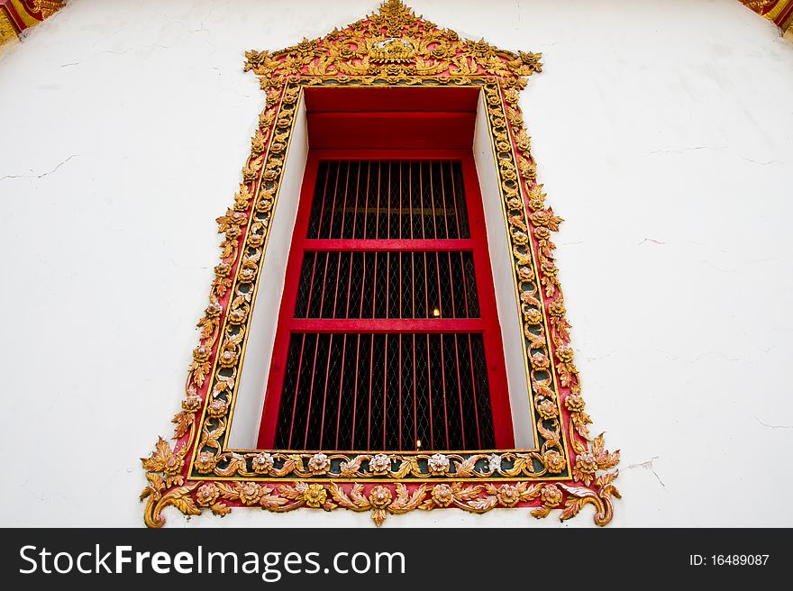 Thai style window at the temple in Thailand