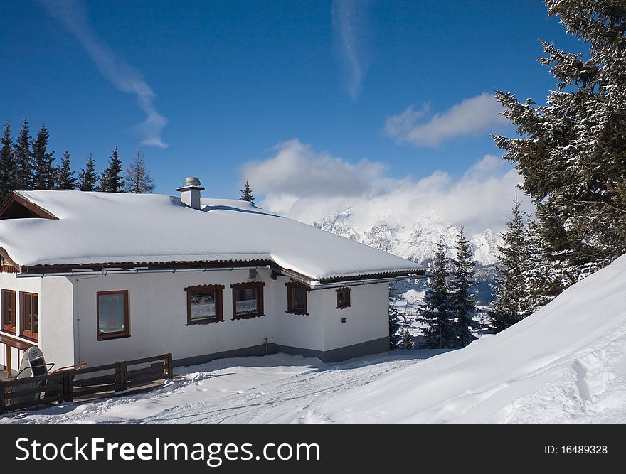 Restaurant in the mountains.Ski resort Schladming . Austria. Restaurant in the mountains.Ski resort Schladming . Austria