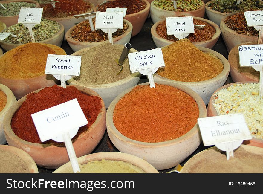 A lot of sorts spices on spice market