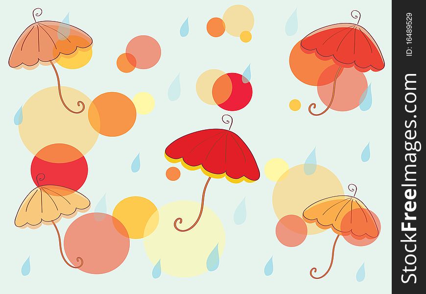 Autumn Background With Umbrella