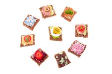 Varied Sweet And Savory Sandwiches Royalty Free Stock Photography Varied Sweet And Savory Sandwiches Royalty Free Stock Photography