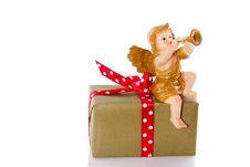 A Christmas Angel On A Gift Stock Image A Christmas Angel On A Gift Stock Image