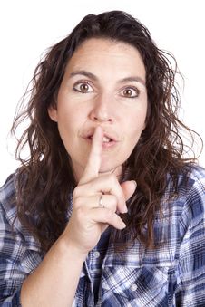 Woman Expression Blue Shhh Royalty Free Stock Photo