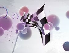 Racing Flag With Abstract Shape Stock Photo