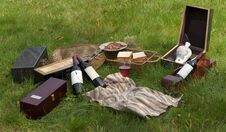 Picnic Scene: Wine Bottles Stock Photo Picnic Scene: Wine Bottles Stock Photo