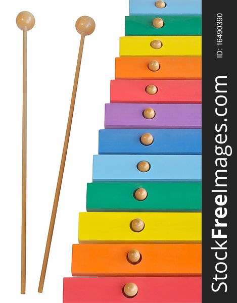 Rainbow colored wooden toy xylophone
