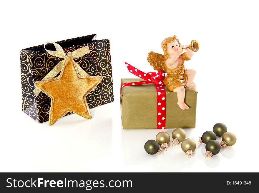 Christmas-balls gifts and an angel