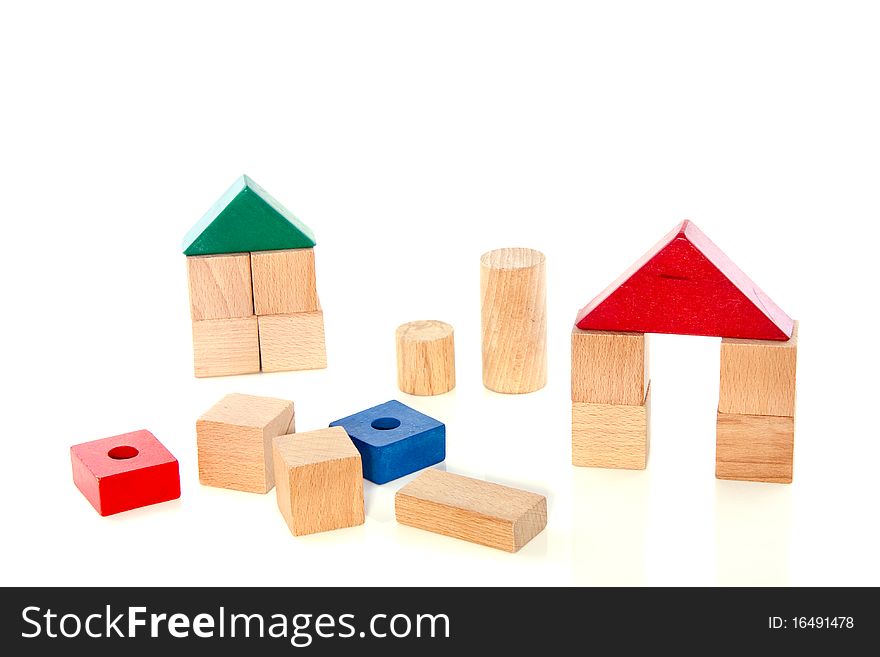 Wooden play blocks isolated on white background
