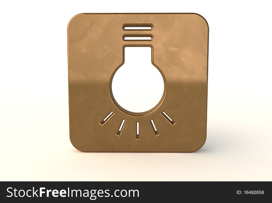 Light Bulb Icon on Square in 3d