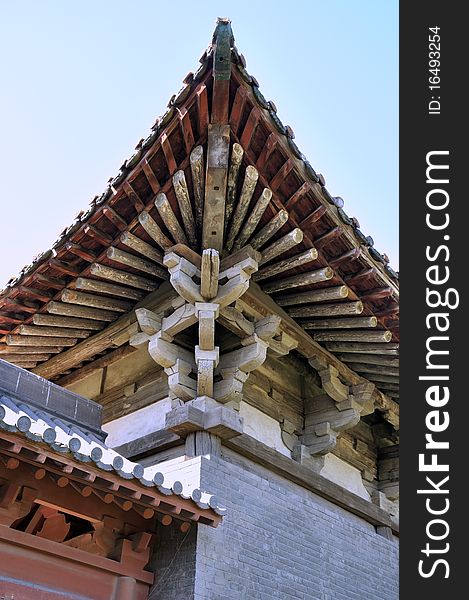 Featured structure and elaborate of a Chinese old temple, shown as traditional architecture style and detail. Featured structure and elaborate of a Chinese old temple, shown as traditional architecture style and detail.