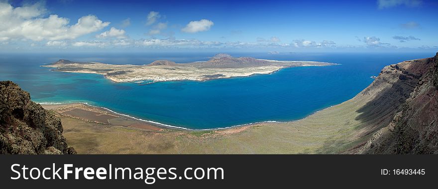 Panoramic view on La Graciosa Island, Lanzarote, Spain