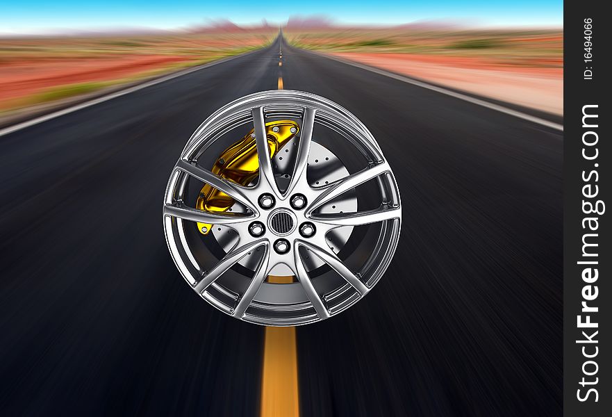 Alloy wheels for sports car 3d render