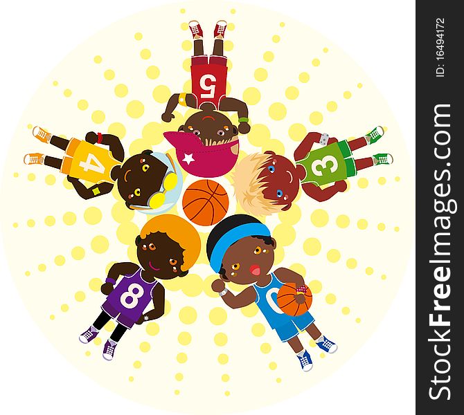 Vector illustration of basketball team. Vector illustration of basketball team