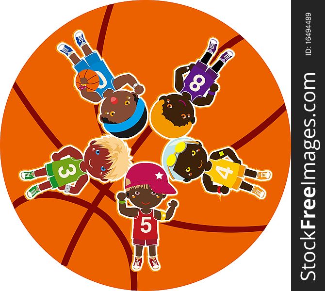 Vector illustration of  basketball team. Vector illustration of  basketball team