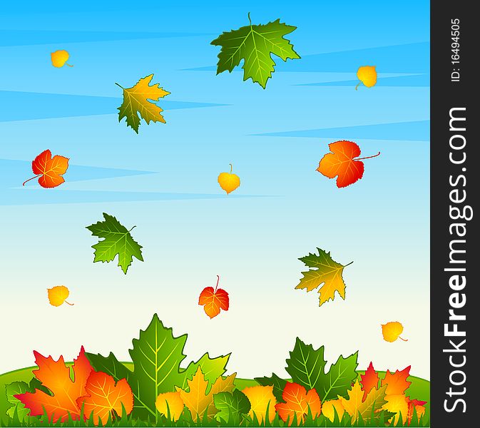 Background with autumnal leaves for a design. Background with autumnal leaves for a design