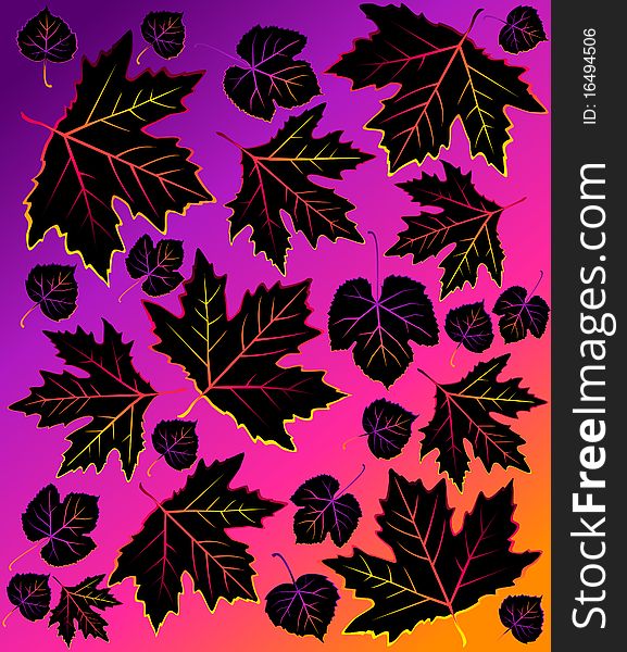 Background with autumnal leaves for a design. Background with autumnal leaves for a design