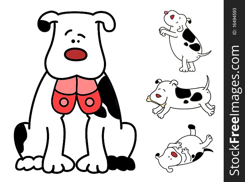 Set of cartoon dogs. illustration on a white background for a design. Set of cartoon dogs. illustration on a white background for a design