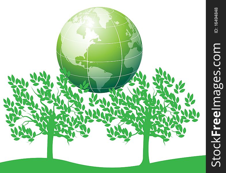 Illustration of tree save on the world. Illustration of tree save on the world