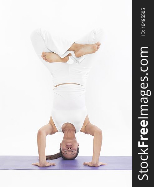 Asian Yoga Master on white background