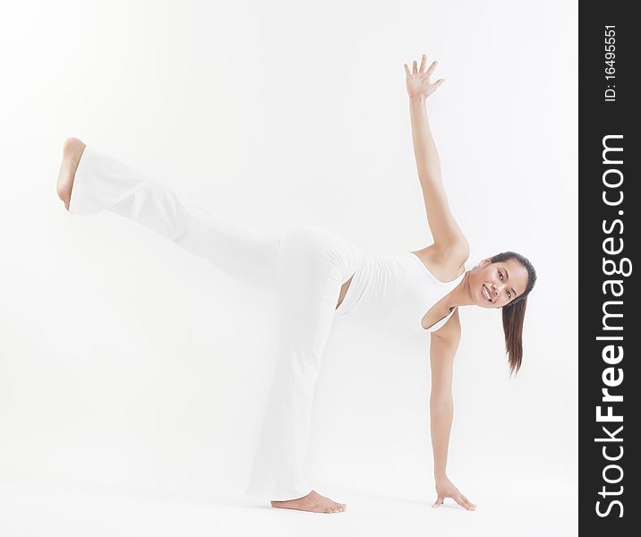 Professional yoga trainer in studio