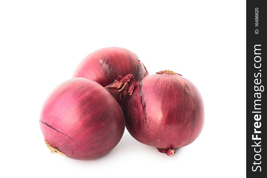 Red onions,  isolated on white background