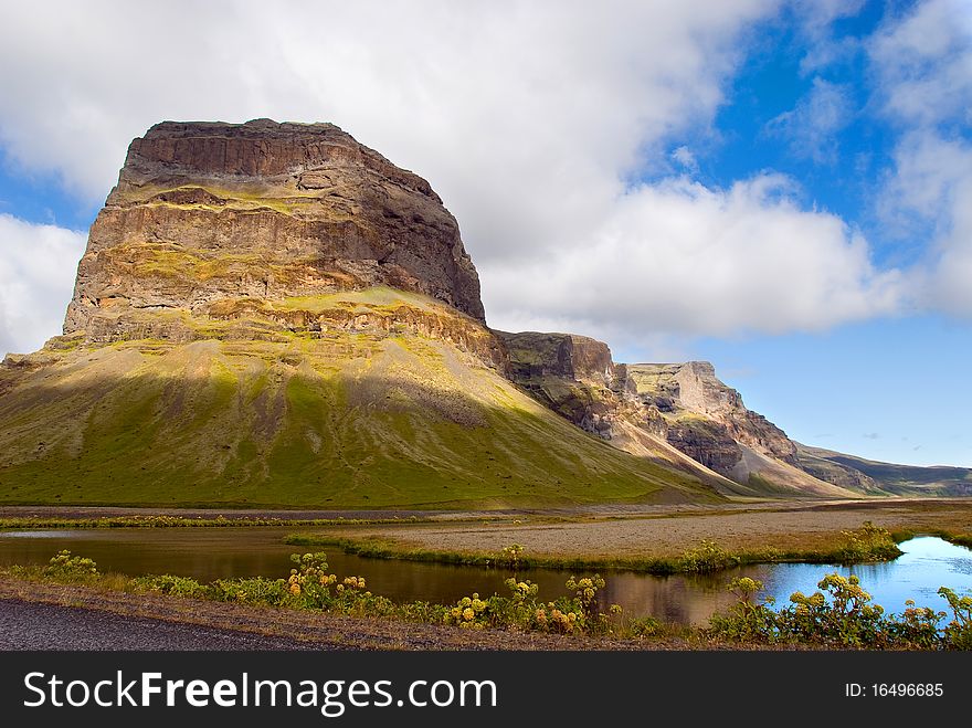 Mountain and lake in Iceland