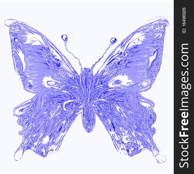 Aqua butterfly, water droplets butterfly illustration