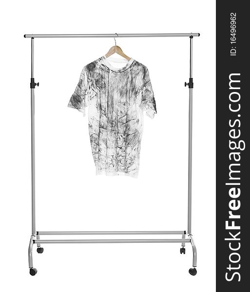 Dirty T-shirt on a Clothes Rack isolated