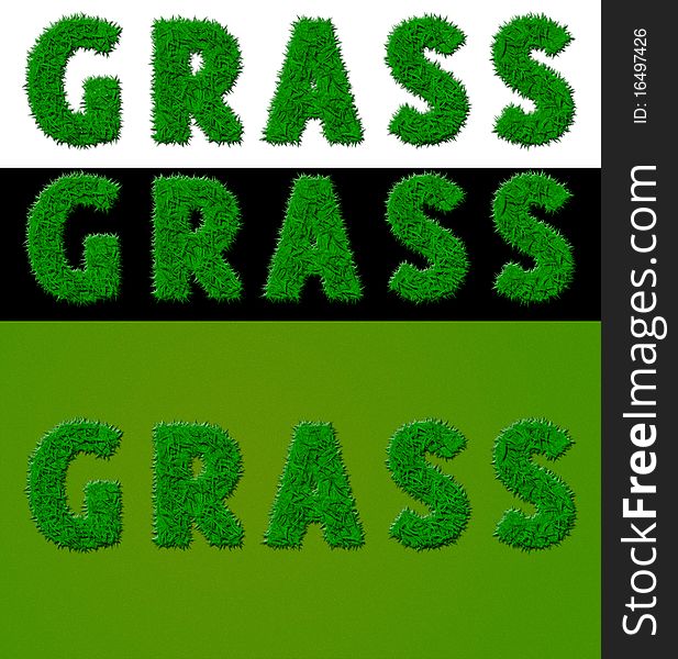 Grass word isolated on black, white and green. Grass word isolated on black, white and green