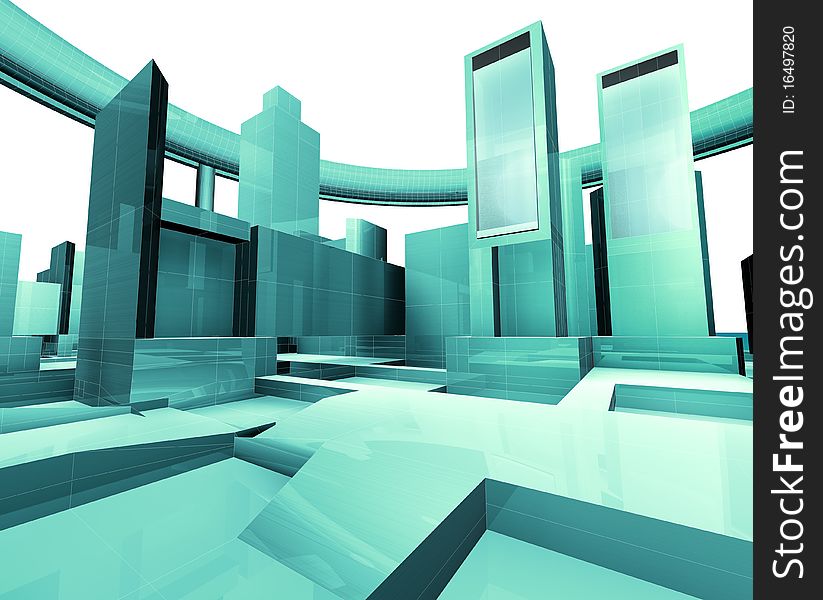 3d illustration of empty city blueprint