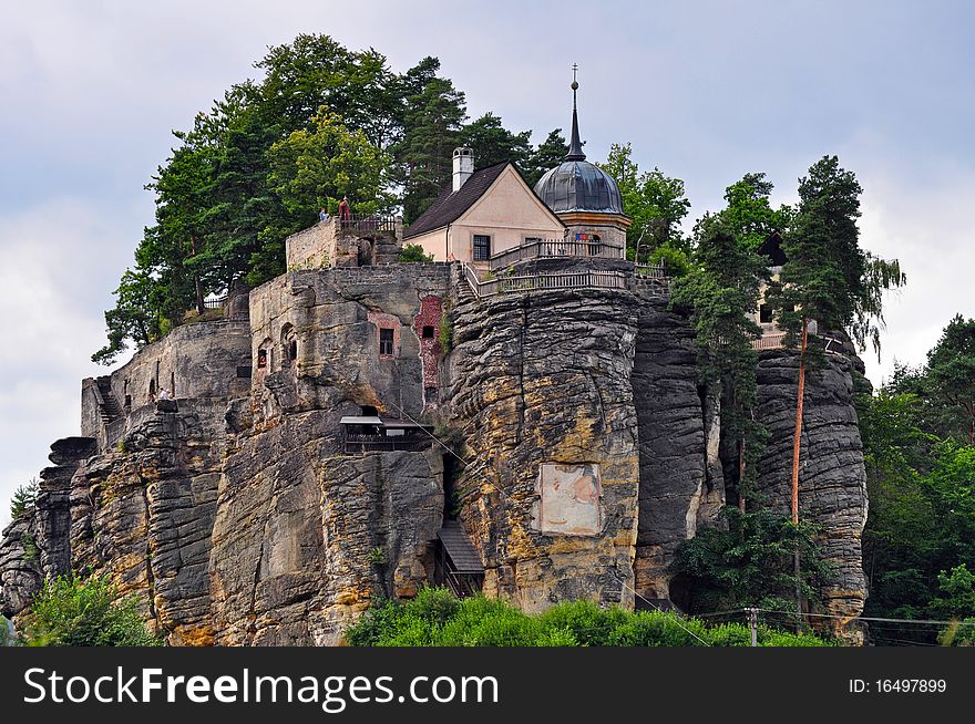 Rock castle in Sloup, Czech Republic, Europe.