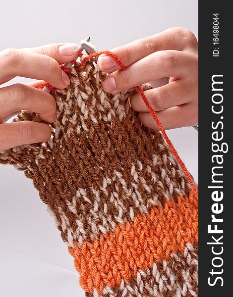 Woman s hand knit knitting yarn