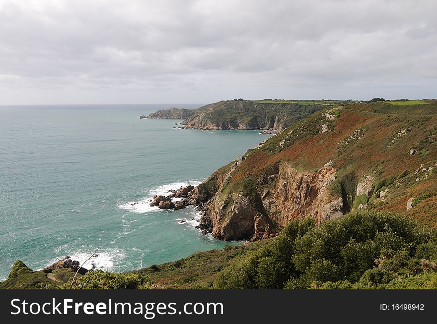 Petit Bot Bay From Icart Point On Guernsey