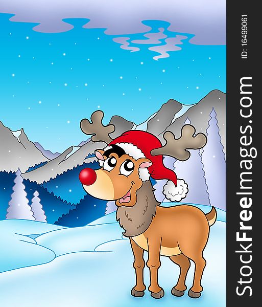 Christmas theme with cute reindeer