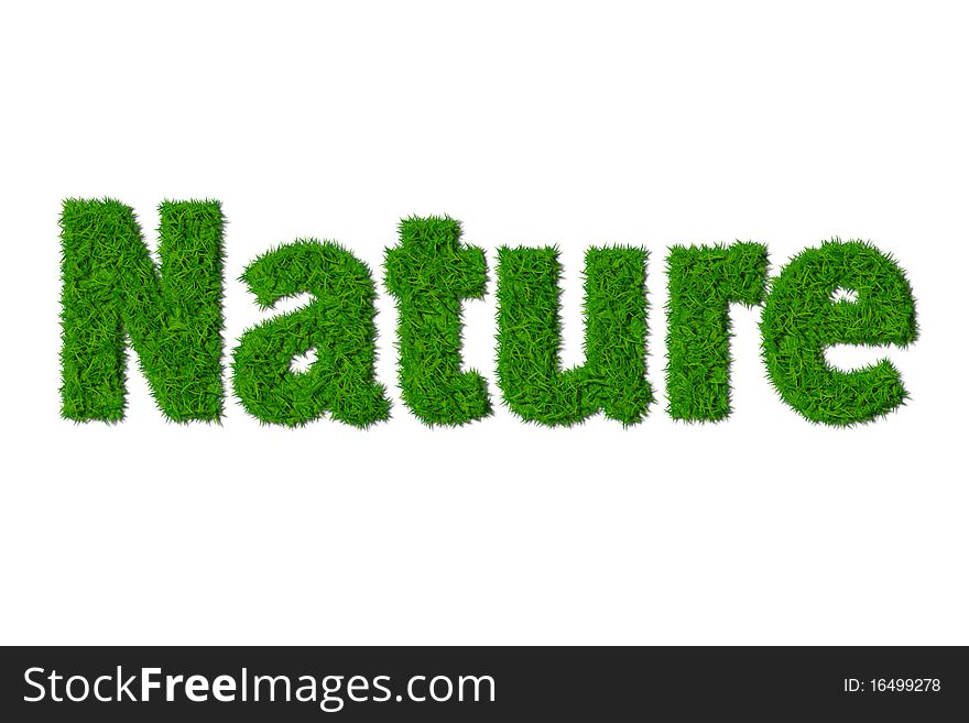 Nature grass text isolated on white
